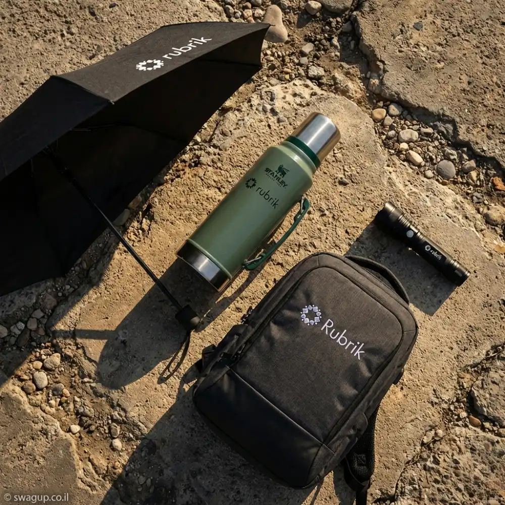 The Field Guardian: מארז שטח עוצמתי הכולל תיק גב, תרמוס מקצועי, מטריה ופנס במיתוג אישי. ציוד עמיד לכל תנאי מזג אוויר. היכנסו לצפייה בקיט המלא.