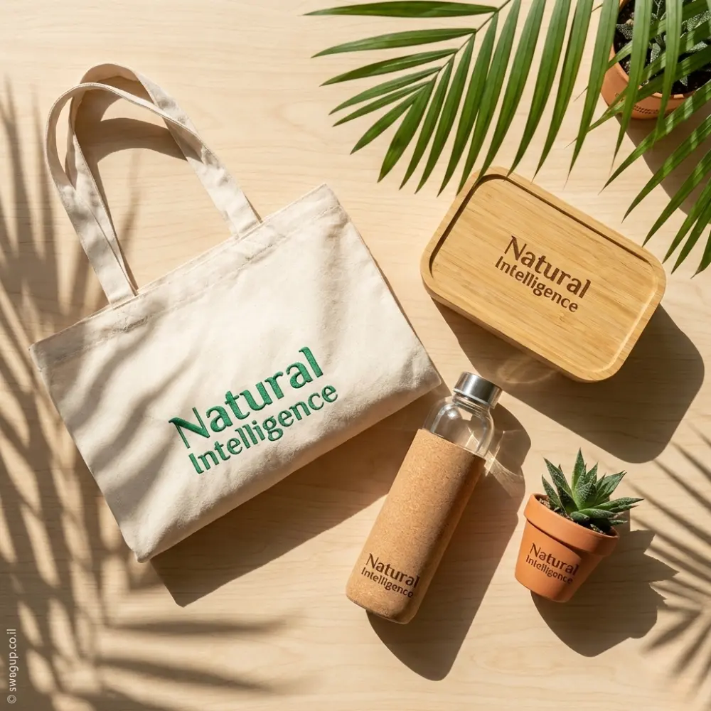 The Naturalist Pack: מארז מיתוג אקולוגי הכולל תיק בד, קופסת במבוק, בקבוק שעם ועציץ סוקולנט. מתנה טבעית ומרשימה לעובדים. היכנסו לצפייה בקיט המלא.